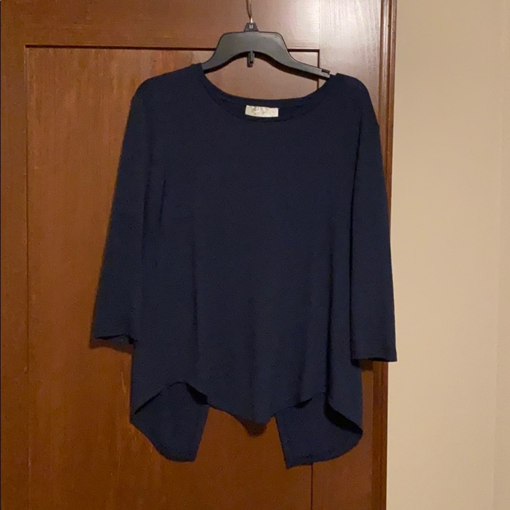 Navy open back blouse